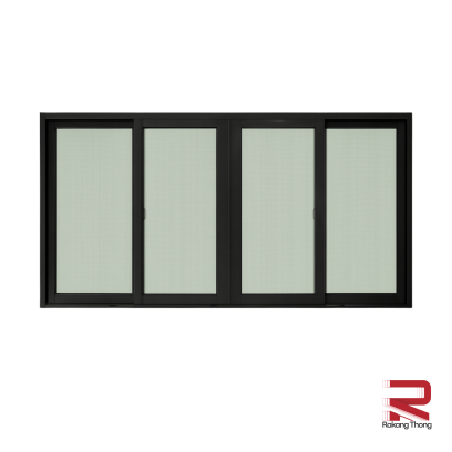 Black Aluminum Sliding Window with 4 Winking Openings