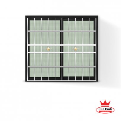 หน้าต่างอลูมิเนียมบานเลื่อนสีดำสแตนเลสดัด winking