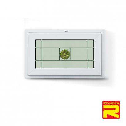 หน้าต่างบานกระทุ้งUPVCสีขาวมีเหล็กดัดกระจก 2 ชั้น