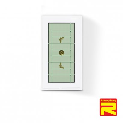 หน้าต่างบานเปิดUPVCสีขาวมีเหล็กดัด+กระจก 2 ชั้น