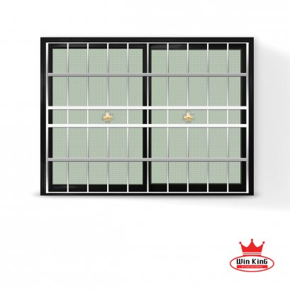 หน้าต่างอลูมิเนียมบานเลื่อนสีดำสแตนเลสดัด winking