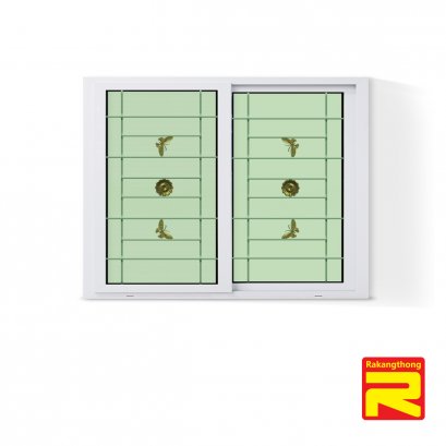 White UPVC Sliding Window with Wrought Iron + Double Glass