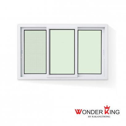 หน้าต่างบานเลื่อนยูพีวีซีสีขาว 3 ช่อง wonderking
