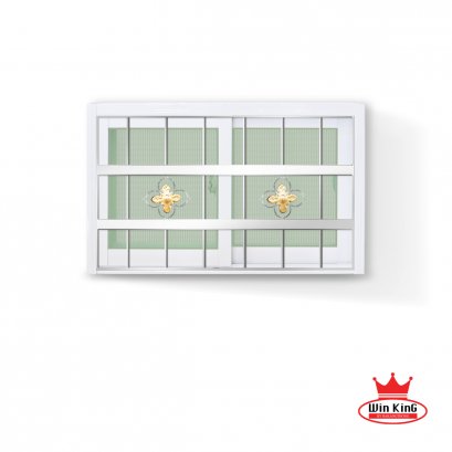 หน้าต่างอลูมิเนียมบานเลื่อนสีขาวสแตนเลสดัด winking