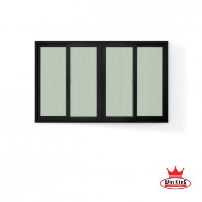 หน้าต่างบานเลื่อนอลูมิเนียมสีดำ 4 ช่อง winking