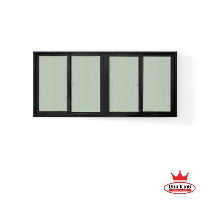 หน้าต่างบานเลื่อนอลูมิเนียมสีดำ 4 ช่อง winking