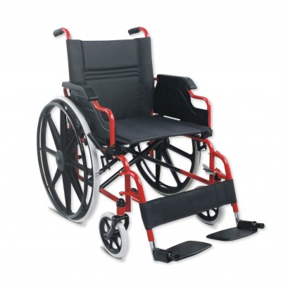 รถเข็นผู้ป่วย วีลแชร์ (Wheelchair) เหล็กพ่นสี ล้อแม็กยางตัน