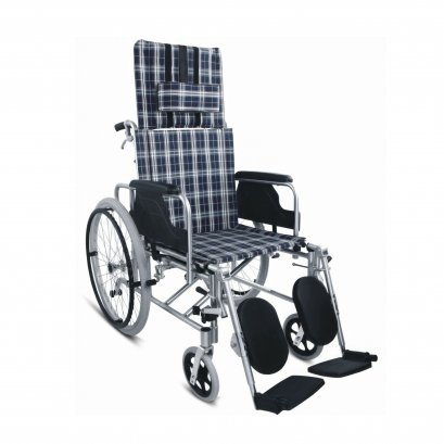 รถเข็นผู้ป่วยปรับนอนได้ อลูมิเนียม ล้อซี่ลวดยางตัน