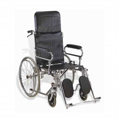 รถเข็นผู้ป่วยปรับนอนได้ เหล็กชุบ ล้อซี่ลวดยางตัน