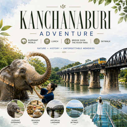 034PVT Kanchanaburi,Elephant World+Lunch+Bridge over the River Kwai+Skywalk Kanchanaburi+Guide