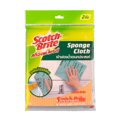 Scotch-Brite สก๊อตช์-ไบรต์ ผ้าฟองน้ำอเนกประสงค์ 2 ชิ้น ยี่ห้อ 3M