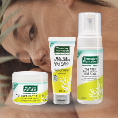 Thursday Plantation Tea Tree Exfoliating Face Scrub for Acne& Daily Face Wash&Face Cream with Rosehip & Vitamin E