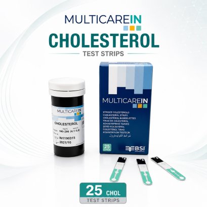 MultiCare IN Cholesterol Test Strips 25 Tests | แถบตรวจคอเลสเตอรอล 25 แถบ