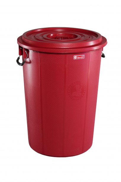 ถังพลาสติกมีฝาปิด 100 ลิตร สีแดง