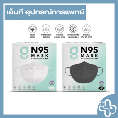 จีลัคกี้ หน้ากากอนามัย N95 แมสหน้าเรียว ทรง 3 มิติ (20ชิ้น/กล่อง)
