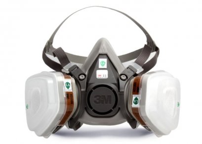 หน้ากากกันสารเคมี 3M ชนิดไส้กรองคู่ วัสดุยางสังเคราะห์ รุ่น 3M 6200 ขนาดกลาง