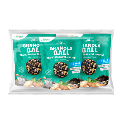 (3ซอง) ฟู๊ดฟิต กราโนล่าบอล ผสมงาดำอัลมอนด์ ซองเดร์  Xongdur Foodfitt Granola Ball