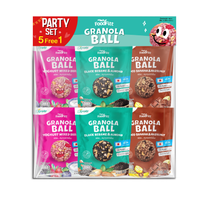 Party set สุดคุ้ม ฟู้ดฟิต กราโนล่าบอล รวมรส 6 ห่อ ซองเดอร์ Xongdur Foodfitt Granola Ball