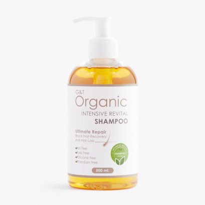 แชมพูลดผมหงอก ผมขาว ลดการหลุดร่วงของเส้นผม G&T Organic Intensive Revital Shampoo 500 ml