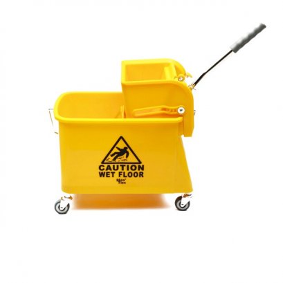 ถังบีบม็อบพลาสติก สีเหลือง Mop Bucket with Wringer ขนาด 20 ลิตร