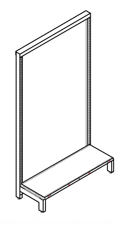 Single Gondola High-Base Heavy Duty Shelf (1½"x3")