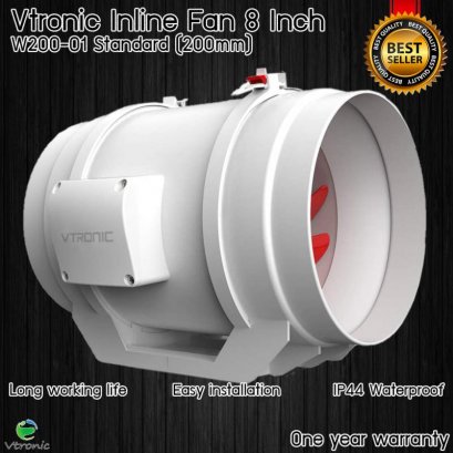 Vtronic W200-01 Exhaust/Inline Duct Fan 8 Inch