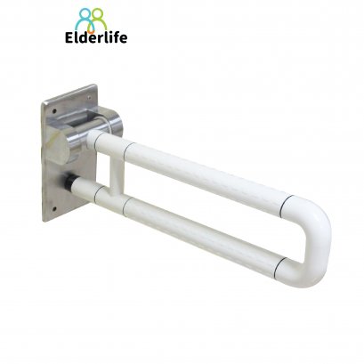 ราวจับผู้สูงอายุ Elderlife ราวจับกันลื่น รูปทรงตัว U พับขึ้นได้ สีขาว BH-014