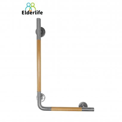 ราวจับผู้สูงอายุ Elderlife ราวจับกันลื่น สแตนเลสผสมไม้ รูปทรงตัว L รุ่น BHW-016