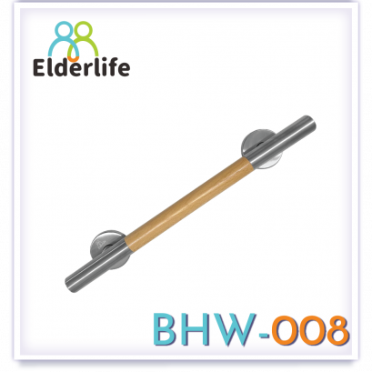 ราวจับผู้สูงอายุ Elderlife ราวจับกันลื่น สแตนเลสผสมไม้ รูปทรง ตรง 50 ซม. รุ่น BHW-008