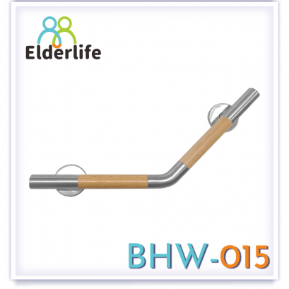 ราวจับผู้สูงอายุ Elderlife ราวจับกันลื่น สแตนเลสผสมไม้ รูปทรงตัว V รุ่น BHW-015