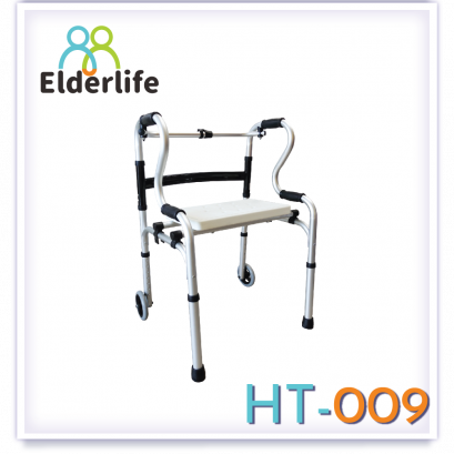 ราวจับพยุงเดิน Elderlife อุปกรณ์ช่วยเดิน มีล้อ และที่รองนั่งพัก พับได้ รุ่น HT-009