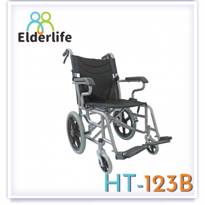 รถเข็นผู้ป่วย Elderlife โครงสร้างเหล็กชุบโครเมี่ยม ล้อ 15 นิ้ว พับเก็บได้ รุ่น HT-123B