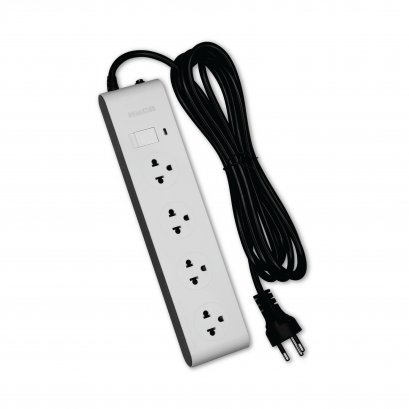 3-pin 4-socket power strip white Slim Design