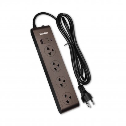 3-pin 4-socket power strip choco Slim Design