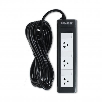 Power strip 3-pin socket 3 sockets 5 meter long cable new design.