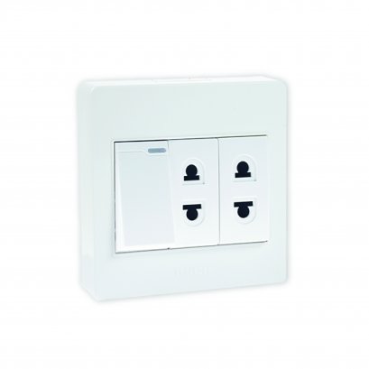 Duplex Euro-American Socket with 1 Gang Switch set