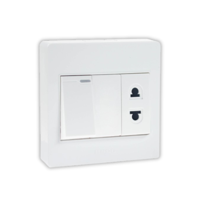 Single Euro-American Socket with 1 Gang Switch Set