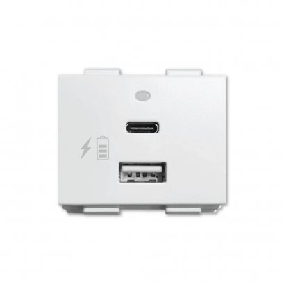 White USB Type A and Type c socket Deco Series