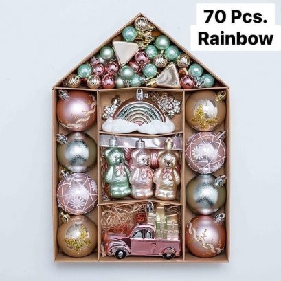ตกแต่งต้นคริสต์มาส 70ชิ้น rainbow