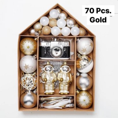 ตกแต่งต้นคริสต์มาส 70 ชิ้น gold