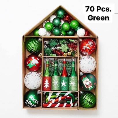 ตกแต่งต้นคริสต์มาส 70 ชิ้น green