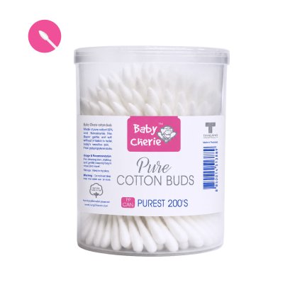Baby Cherie - Cotton Bud 200 pcs (Cosmetic Tip) / PP Round Can