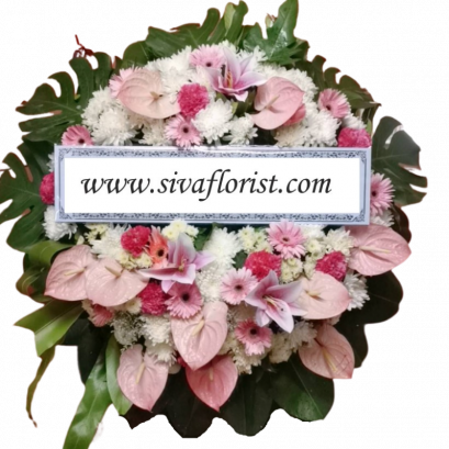 พวงหรีดดอกไม้สดหน้าวัว