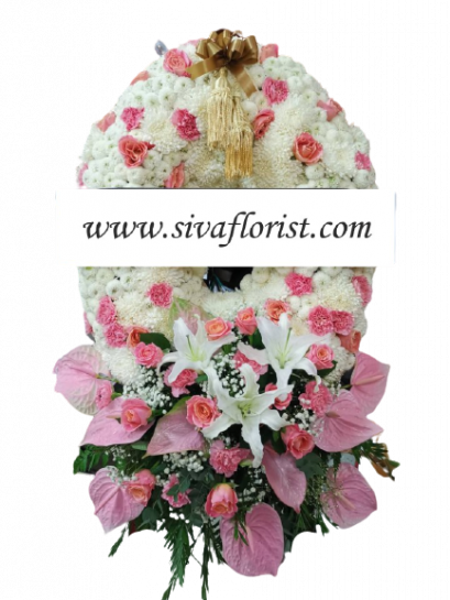 พวงหรีดดอกไม้แบบพิเสษ ใช้วัสดุอย่างดีในการตกแต่งให้ออกมาโดดเด่นเป็นอย่างมาก