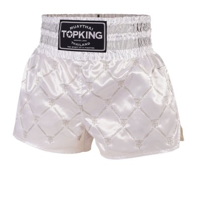 TOPKING THAI BOXING SHORTS WHITE SILVER 211