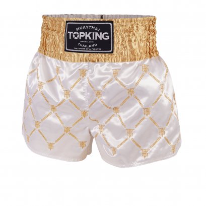TOPKING THAI BOXING SHORTS WHITE GOLD 212