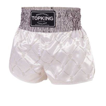 TOPKING THAI BOXING SHORTS WHITE SILVER 212