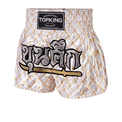 TOPKING THAI BOXING SHORTS WHITE GOLD 213