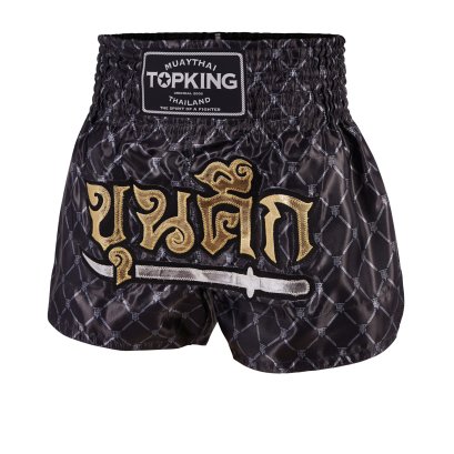 TOPKING THAI BOXING SHORTS BLACK SILVER 213