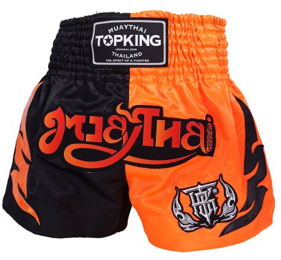 TOPKING THAI BOXING SHORTS BLACK ORANGE 250